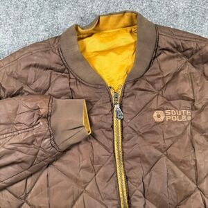 Southpole XXL Reversible Bomber‎ Jacket Brown Yellow Quilted Puffer Flaw Men's